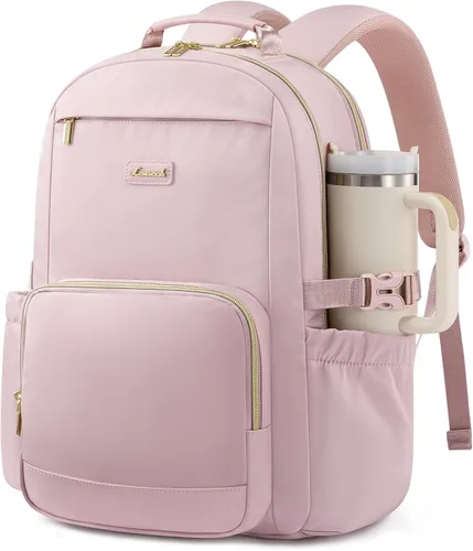 Miniatura 48 de LOVEVOOK Mochila para laptop para mujer con bolsillo para taza de gran capacidad, bolsa de computadora portátil de 15.6 pulgadas, mochila de viaje