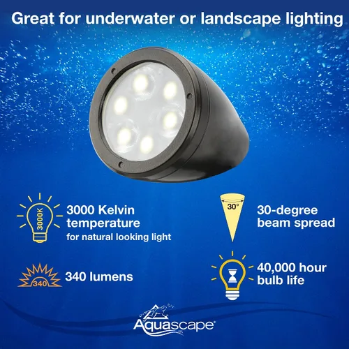 Miniatura 4 de Aquascape - Luz LED sumergible para estanque, jardín y resaltar el paisaje, Foco, Negro