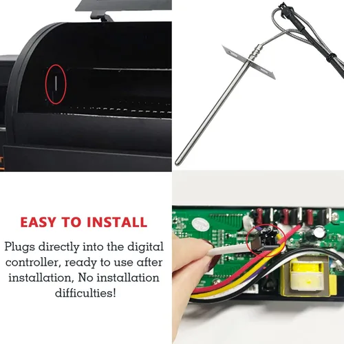 Miniatura 3 de Sensor de sonda de temperatura RTD de repuesto, compatible con parrilla de pellets Pit Boss PB1000XL-025-R00 V2, (70123-AMP)