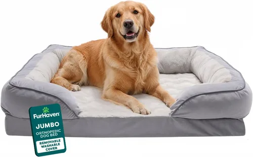 Furhaven - Cama ortopédica para mascotas para perros y gatos, comodidad perfecta, con ondas, terciopelo de felpa con funda extraíble lavable, color