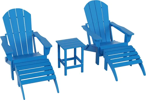 Miniatura 60 de WestinTrends Reposapiés otomano Adirondack para patio al aire libre, taburete de madera de polietileno para todo tipo de clima, ampliamente Azul