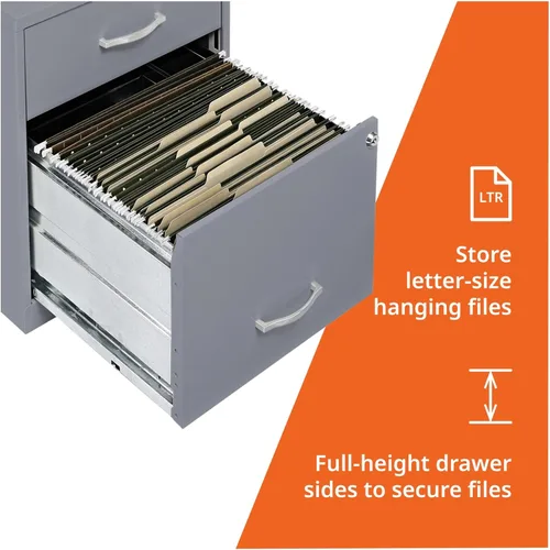 Miniatura 6 de NuSparc - Archivador de 2 cajones con cerradura Construcción de acero premontada Diseño que ahorra espacio, perfecto para el hogar y oficina