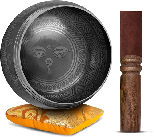 Miniatura 8 de HIMALAYAN BAZAAR - Juego de cuencos tibetanos de 4 pulgadas, fácil de tocar, auténtico, hecho a mano para meditación, sonido de 7 chakras, curación