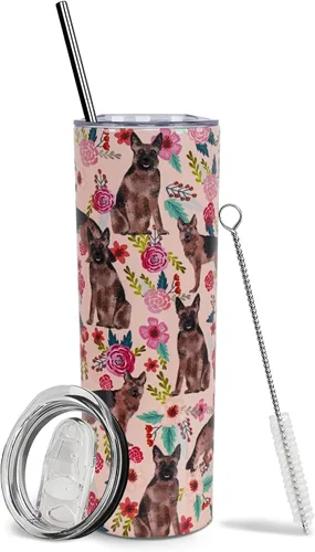 Miniatura 41 de Dachshund - Vaso de viaje aislado de acero inoxidable de 20 onzas con asa y pajilla, regalo para mujer, para el Día de la Madre, a prueba de fugas