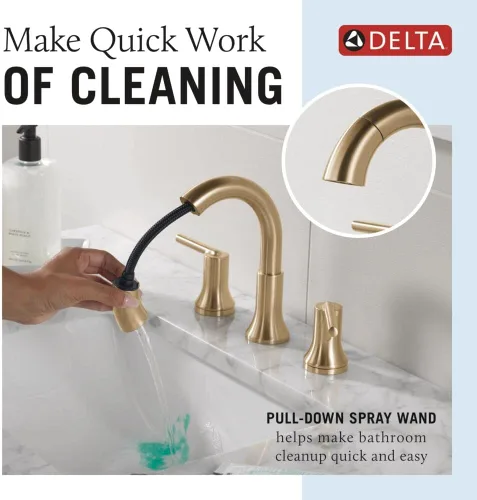 Miniatura 3 de Delta Faucet Trinsic - Grifo de baño extraíble, grifo de baño completo, grifo de baño generalizado dorado de 3 agujeros extraíbles, grifo de lavabo