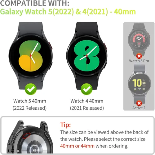 Miniatura 2 de RICHONE Compatible con Samsung Galaxy Watch 5 y Watch 4 y FE 40 mm Protector de pantalla Estuches de strass, Accesorios de cubiertas protectoras