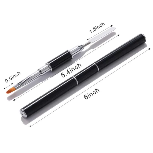 Miniatura 2 de Bertoo - Cepillo y recogedor de gel de uñas de poligel, herramienta de cepillo de uñas de gel de acero inoxidable de doble extremo para cepillos