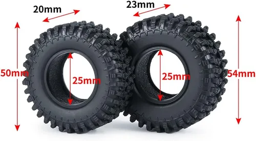 Miniatura 5 de 4 neumáticos para orugas de 1.0 pulgadas, neumáticos de goma para 1/24 axial SCX24 90081 AXI00001 AXI0002 AXI0005 AXI0006 RC Crawler Car (1.969 in)