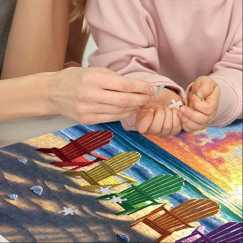Miniatura 6 de Rompecabezas para adultos de 1000 piezas – Día de verano en el río, rompecabezas desafiantes divertidos, regalo para adultos amantes