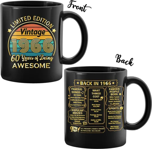 Miniatura 2 de QUPT Regalos de 60 cumpleaños para hombres, taza de 60 cumpleaños de 1964, regalo para hombres y mujeres, información sobre la antigüedad de 1964