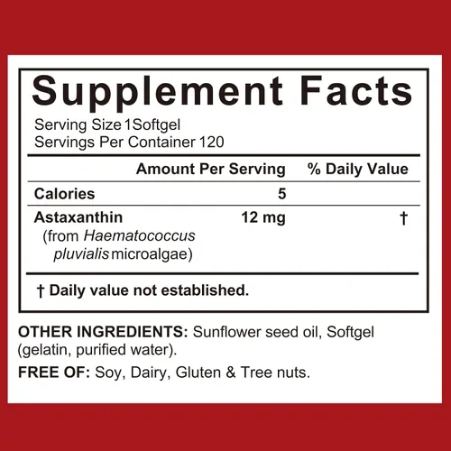 Miniatura 8 de ITSDAWN Astaxantina 12 mg, 120 cápsulas blandas suplemento antioxidante para ojos, piel, apoyo inmunológico, fuente natural de microalgas