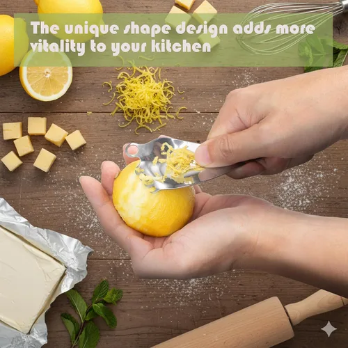 Miniatura 2 de Zester profesional de cítricos de limón con cuchillo de canal, pelador de queso de acero inoxidable, plateado