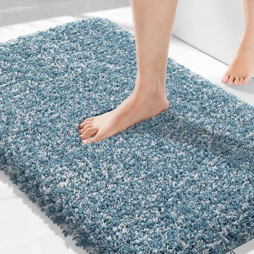 Miniatura 104 de Yimobra Alfombra de baño de felpa esponjosa, súper lanuda suave, cómoda, antideslizante, absorbente de agua, alfombra de baño de microfibra que se