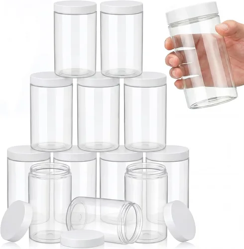 Miniatura 32 de SATINIOR Paquete de 12 frascos de plástico con tapas, frascos redondos para cosméticos de viaje, para artículos de tocador, loción, crema