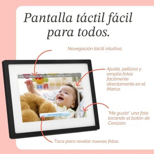 Miniatura 7 de Skylight Marco – Marco de fotos digital WiFi de soporte al cliente, pantalla táctil marco de fotos digital con fácil instalación, regalos de fotos
