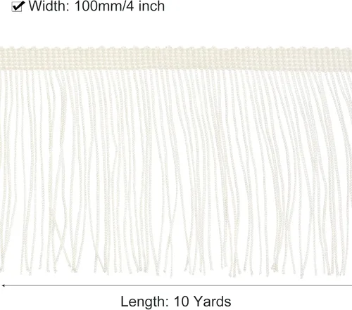 Miniatura 2 de Uxcell 10 yardas y 4 pulgadas beige con flecos de cadeneta - poliéster, estilo bohemio para múltiples ocasiones