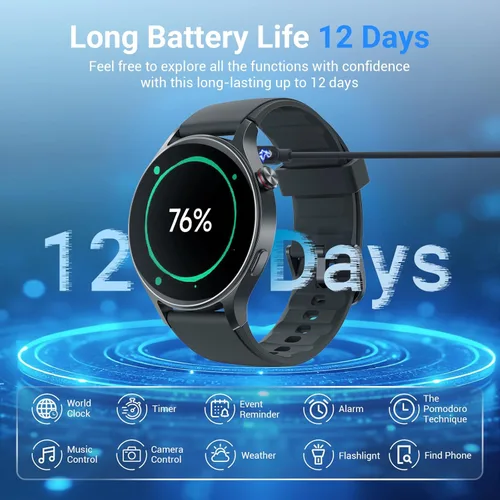 Miniatura 7 de Fitpolo Reloj inteligente para hombres y mujeres, pantalla táctil AMOLED de 1.3 pulgadas, rastreador de fitness, hacer/responder llamadas, monitor