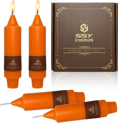Miniatura 11 de Velas cónicas cortas de 5 pulgadas, velas sin aroma hechas a mano, juego de 4 con tiempo de combustión largo, velas retorcidas para boda, hogar