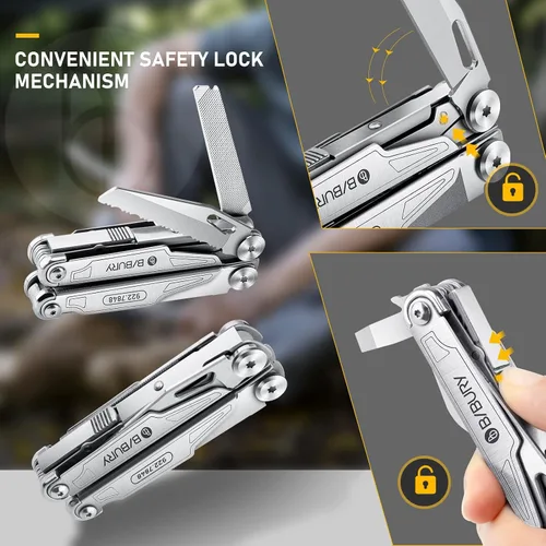 Miniatura 7 de BIBURY Multitools BI2043 - Alicates portátiles multiherramienta plegables con resorte con tijeras, abrelatas y destornillador, herramientas EDC