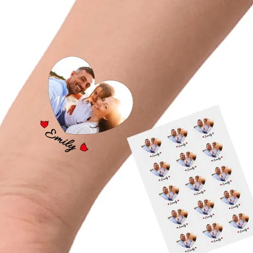 Miniatura 12 de YESCUSTOM Tatuajes temporales personalizados con foto, tatuaje facial personalizado con logotipo para adultos, parejas, mujeres, hombres, tatuajes