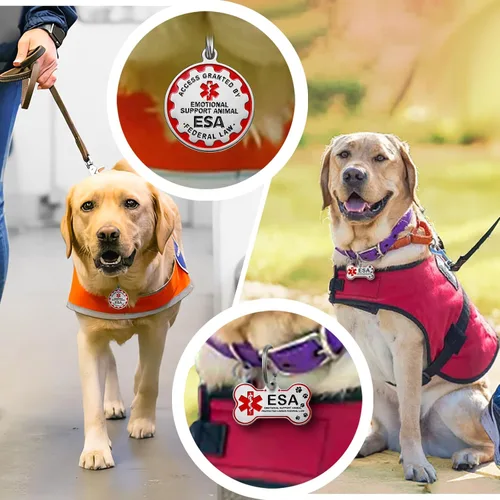 Miniatura 5 de HOPELF Etiqueta ESA personalizada grabada – Etiquetas de animales de apoyo emocional personalizadas para perros y gatos – Insignia de nombre