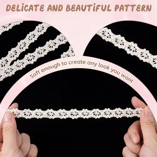 Miniatura 3 de 5.47 yardas, cinta de coser de encaje floral, adornos decorativos suaves para envolver ramos, lazos de bricolaje, clip para el cabello, decoración
