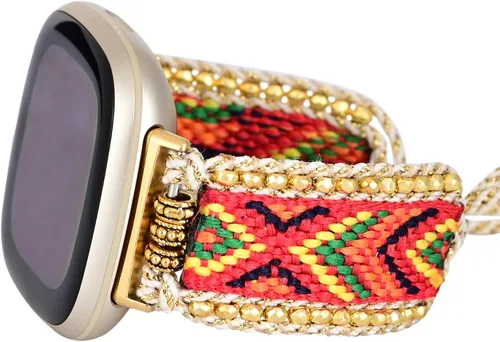 Miniatura 6 de Correa de nailon trenzada estilo bohemio retro compatible con Fitbit Versa 3/Versa 4/Sense 2/Fitbit Sense Bandas para mujeres y hombres, correa