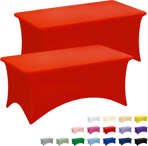 Miniatura 46 de Fixwal Paquete de 3 Manteles Negros para Mesas Rectangulares de 6 Pies, Manteles Rectangulares Elásticos de Spandex Ajustables de 6 Pies