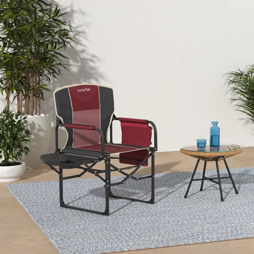 Miniatura 2 de SUNNYFEEL Silla de directores de camping, resistente, silla plegable portátil de gran tamaño con mesa auxiliar, bolsillo para playa, pesca, viaje