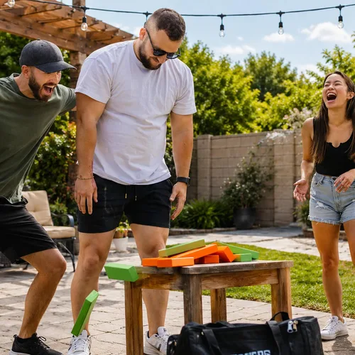Miniatura 5 de Tailgating Pros Maderas Gigantes Premium que se Derrumban con Estuche de Transporte – ¡Elige los Colores de tu Equipo! Juego Gigante para Patio al