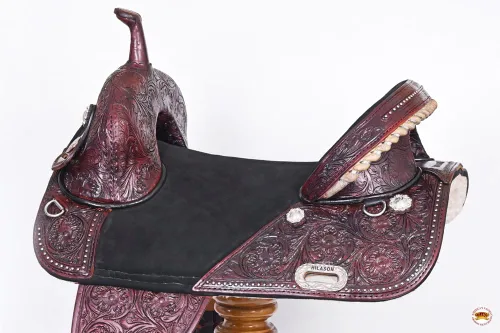 Miniatura 4 de HILASON Western Horse Treeless Trail Barrel Saddle American Leather Tan Horse Saddle Western Saddle Treeless Saddle Saddle for Horses