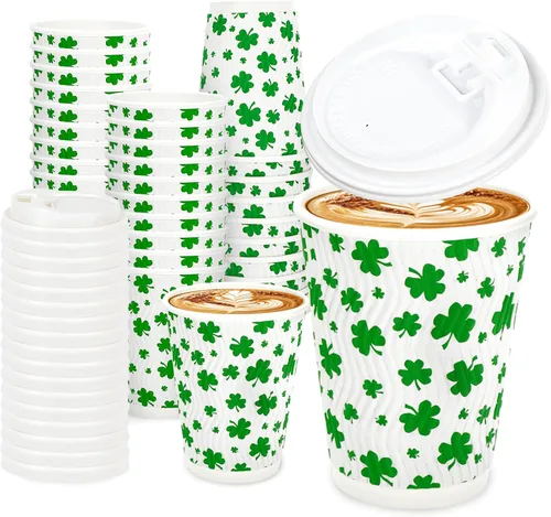 Miniatura 11 de JarThenaAMCS 100 tazas de café desechables de otoño con tapas, taza de papel de calabaza rosa naranja de 16 onzas, taza de papel de calabaza
