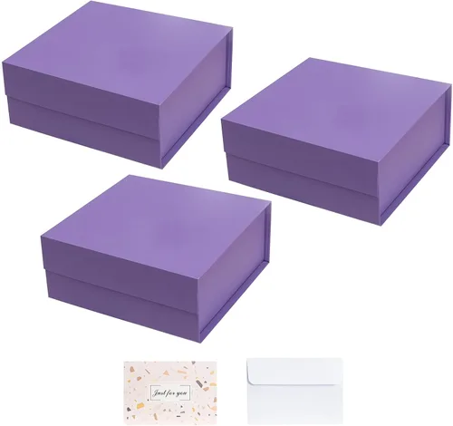 Miniatura 14 de CHARMGIFTBOX Cajas de regalo con tapas, 7.4 x 7.0 x 3.2 pulgadas, pequeña caja de regalo magnética azul Auqa con tarjeta, pequeñas cajas plegables