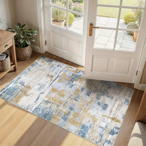 Miniatura 33 de kakania Alfombra lavable de 3 x 5, antideslizante, moderna, de pelo bajo, para entrada, dormitorio, cocina, baño, apta para niños, mascotas, robot