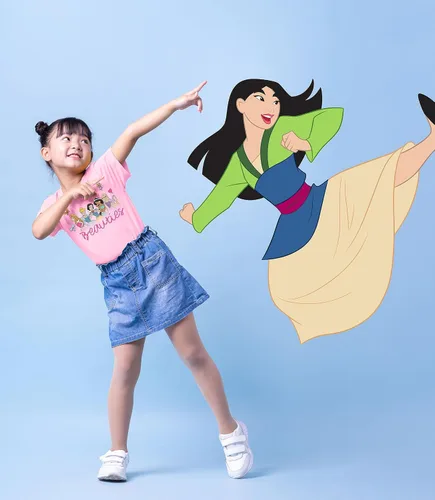 Miniatura 2 de Camiseta de Niñas de Princesas Disney (Conjuntos) Jasmín Ariel Tiana Blancanieves Bella Rapunzel Cenicienta Mulan Aurora Moana Ropa