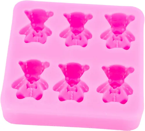 Miniatura 4 de Lindo oso de peluche sentado en 3D con moño, molde de silicona para hacer dulces, postres de goma de mascar, pudín de cristal, decoración