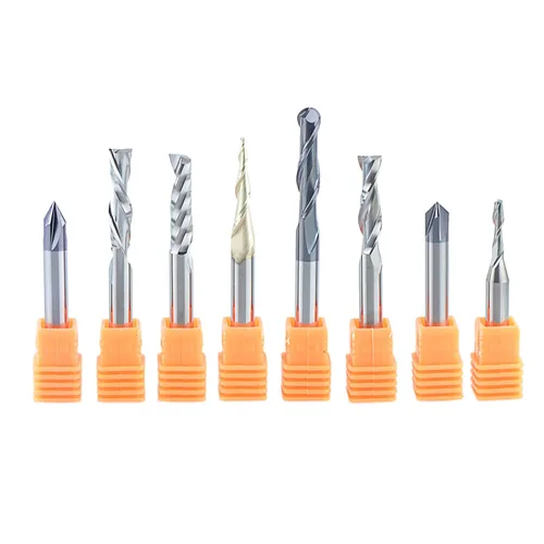 SpeTool Juego de 8 brocas de carburo CNC de carburo para carpintería, vástago de 1/4 de pulgada para carpintería, tallado, recorte, ranura en V,