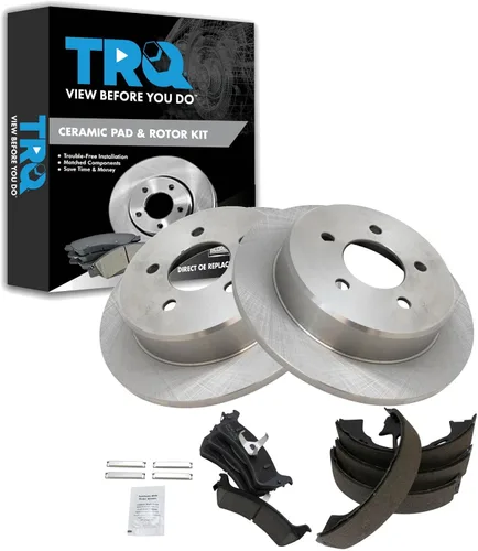 Miniatura 134 de TRQ Kit de pastillas de freno y rotor Posi trasero premium con zapatas de estacionamiento para camión GM SUV