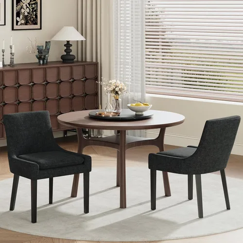 Miniatura 24 de MALOL Juego de 2 sillas de comedor tapizadas en corduroy con patas de madera, sillas de cocina laterales acolchadas de respaldo medio para comedor
