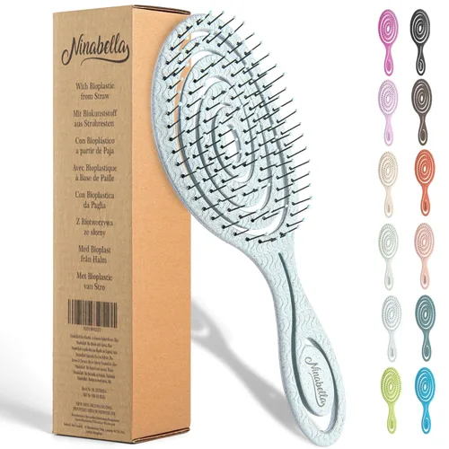 Miniatura 14 de Ninabella Cepillo desenredante para cabello para mujeres y hombres, no tira, cepillos alisadores para cabello liso y rizado, cepillo único en Crema