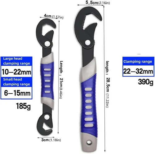 Miniatura 8 de Llave universal de dientes de tres caras, tubo multifuncional y llave ajustable, juego de extremo abierto grande y pequeño (multifuncional)