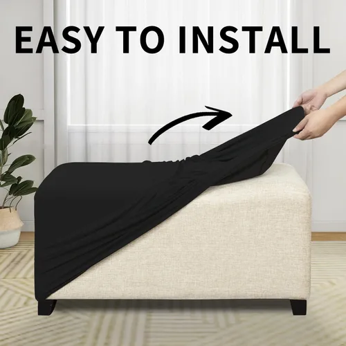 Miniatura 8 de Easy-Going Funda para Otomán Elástica 100% Doble Impermeable Rectangular Plegable Taburete de Almacenamiento Protector de Muebles Funda Suave