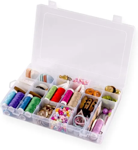 Miniatura 5 de Caja organizadora de plástico con 36 compartimentos, caja de almacenamiento de joyas con divisores ajustables (paquete de 1)