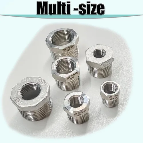 Miniatura 8 de Reductor de buje hexagonal macho NPT de 1/2 pulgada a NPT hembra de 1/4 pulgada, adaptador reductor NPT de acero inoxidable 304, buje hexagonal