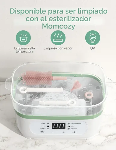 Miniatura 5 de Momcozy Juego de Cepillos para Biberones, Kit Limpiador con Cepillo de Silicona para Pezón y Pajita, Dispensador de Jabón, Estante de Secado - Rosa