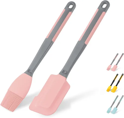 Miniatura 9 de Cepillo y espátula de silicona para untar – Extra largo, resistente al calor, para hornear, raspar, mezclar, barbacoa, parrilla, cocina, cocina