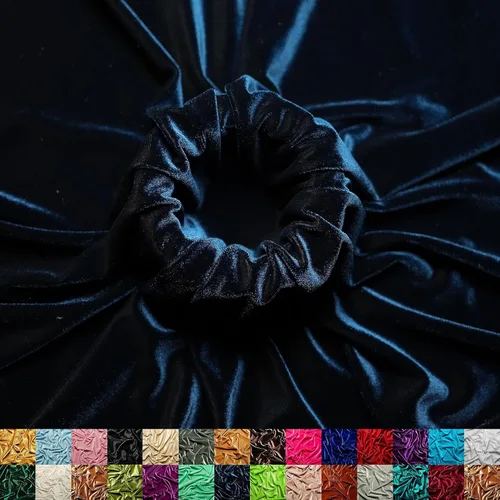 Ice Fabrics Tela de Terciopelo Elástico por Yarda - 60" de Ancho Tela Suave y Elástica para Coser Ropa, Prendas, Disfraces, Manualidades - 90% Azul