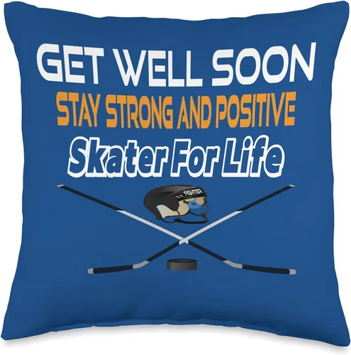 DesignsByKelley Best Wishes Fast Recovery Gifts Get Well Soon Hockey Athletes Feel Better Gifts - Almohada de 16.0 x 16.0 in, multicolor