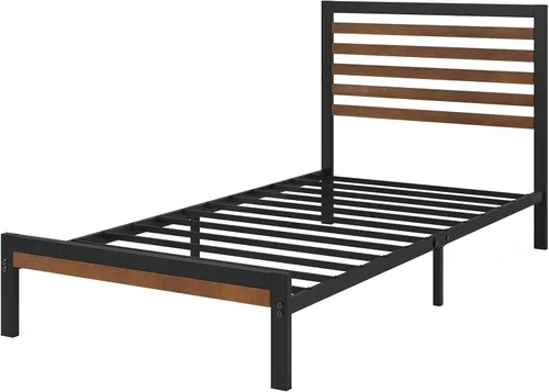 Miniatura 12 de Zinus Kai - Base de cama de bambú y metal con cabecero, no necesita somier, fácil montaje, individual, color marrón