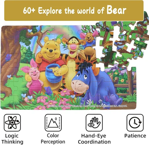 Miniatura 2 de Rompecabezas de 60 piezas para niños de 4 a 8 años, rompecabezas de fiesta de animales de oso, juego familiar, juguete de presión reducida, regalo